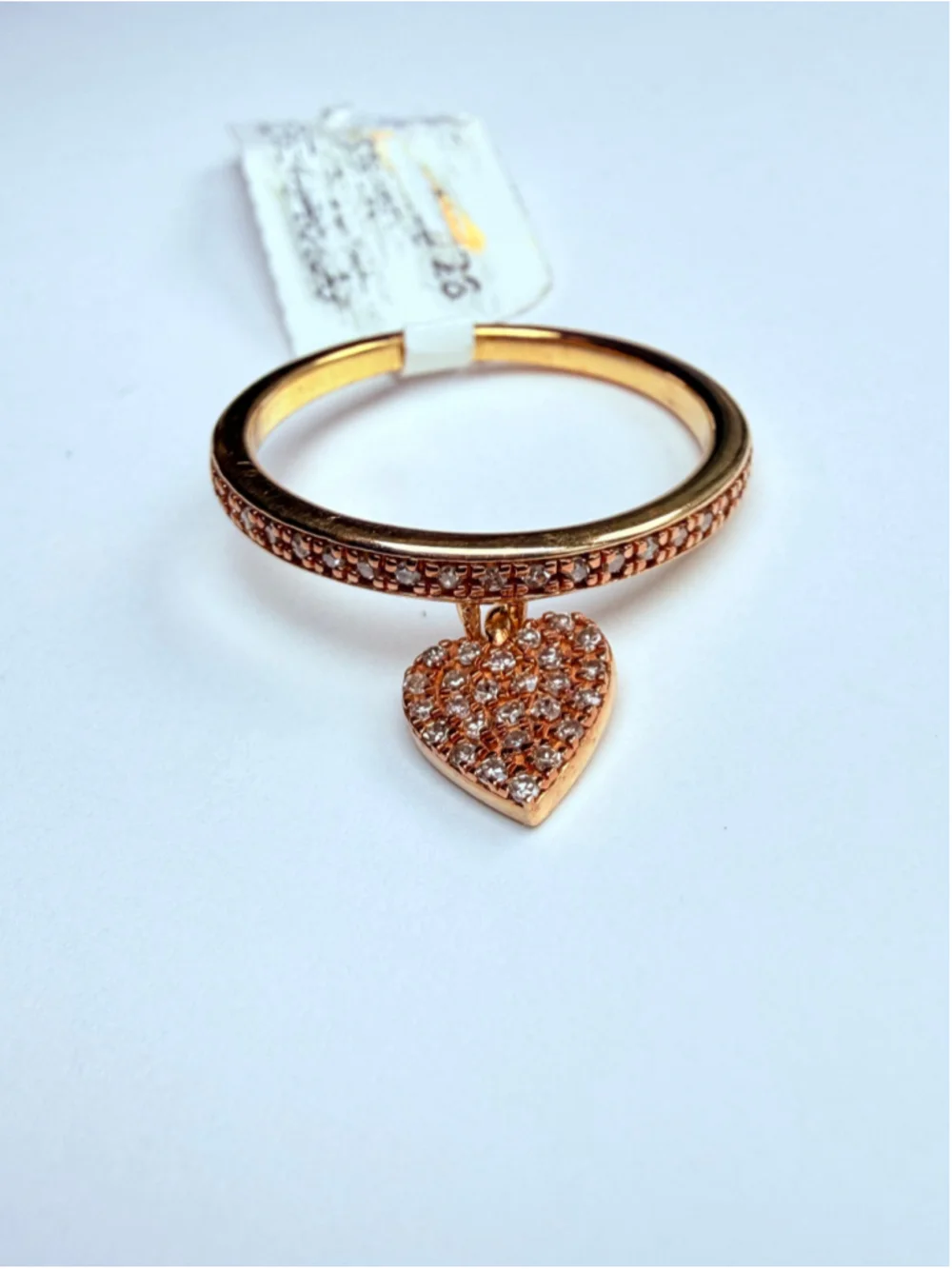 Gold Vermeil Love Heart Champagne Diamond Sterling Silver Charm Dangle Ring NWT